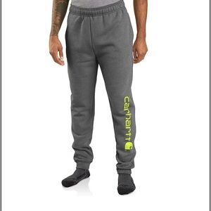 Carhartt Men's Dark Gray Joggers with Neon Logo